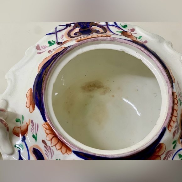 19th Century Antique Gaudy Welsh Urn Variant Footed Lidded Sugar Bowl - Picture 14 of 16